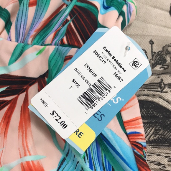 Swim Solutions Resort Ready Print V-Neck Tankini - Picture 5 of 8